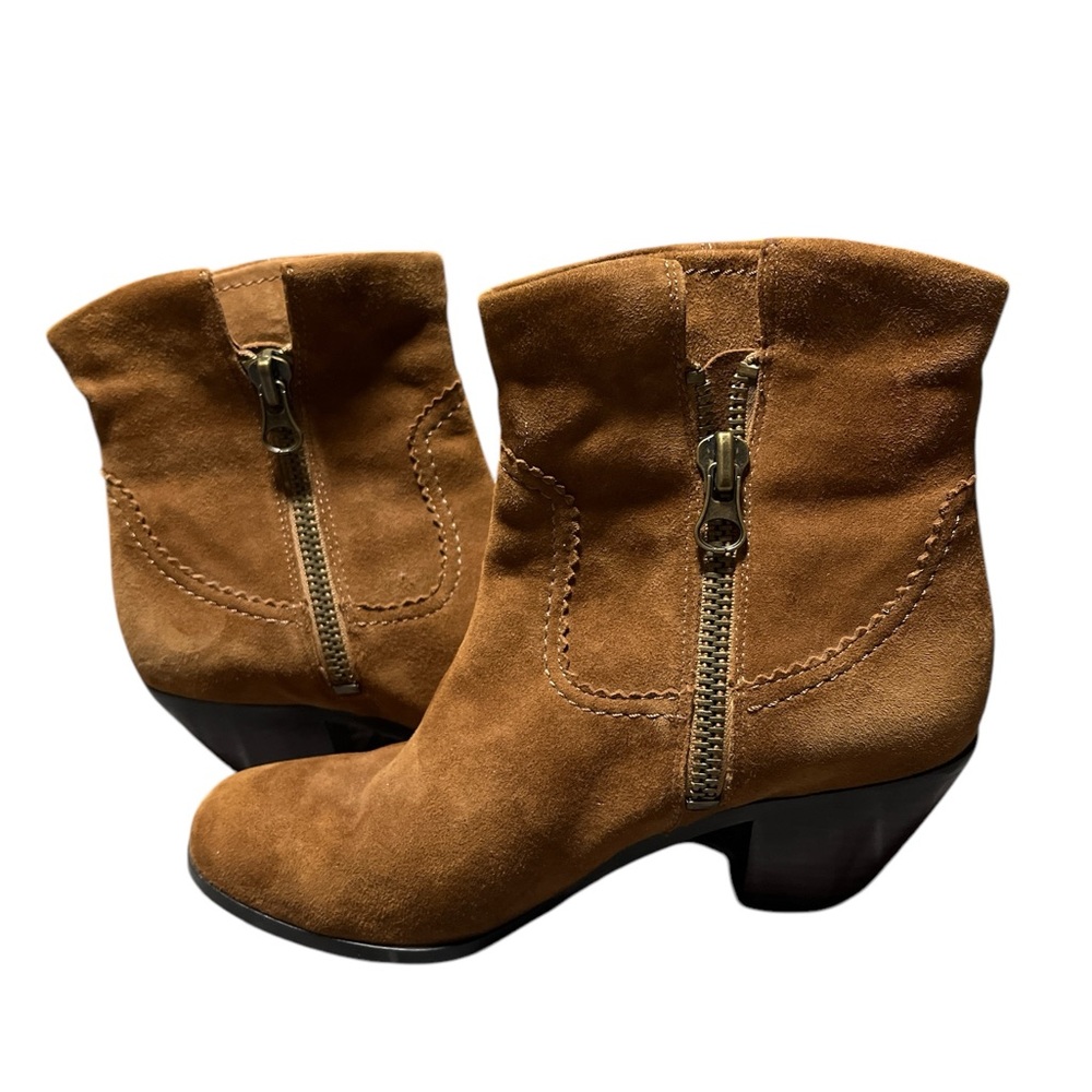 Sam Edelman Boots Women 8 Leather Suede Fringe Louie Side Zip Western - Picture 3 of 4